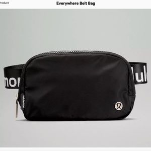 NWT Black Lululemon Everywhere Belt Bag w/ White Logo on Strap
